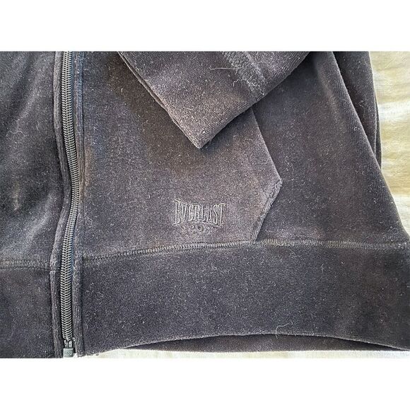 Everlast Sport Hoodie | Black Velour Zip Up Y2K - Picture 4 of 7